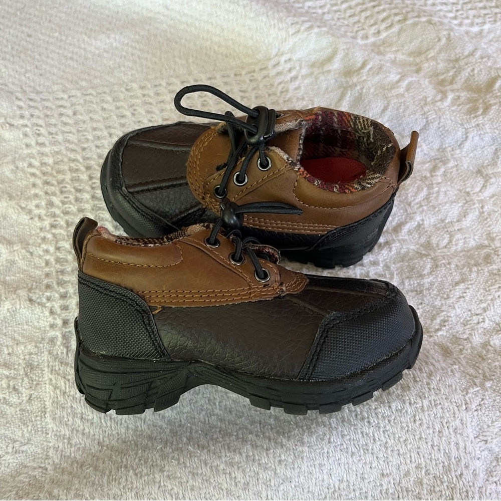 2/$20 Cherokee toddler shoes flannel lined boots 5 kids baby brown hiking cabin